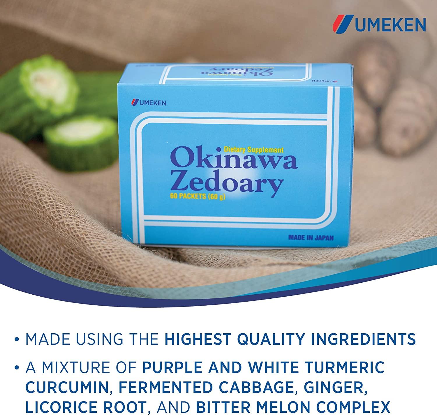 Umeken Okinawa Zedoary Purple and White Turmeric with Fermented Cabbage Extract, 1 Month Supply, 60 Packets, Pack of 4