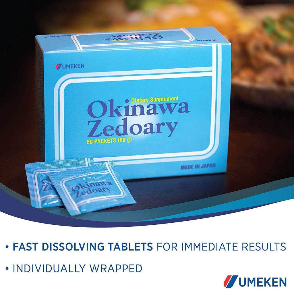 Umeken Okinawa Zedoary Purple and White Turmeric with Fermented Cabbage Extract, 1 Month Supply, 60 Packets, Pack of 4