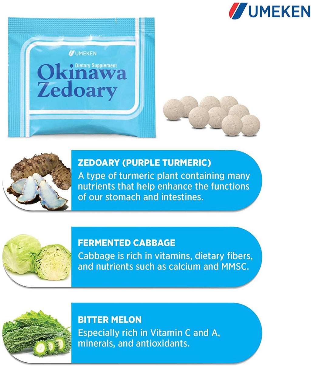 Umeken Okinawa Zedoary Purple and White Turmeric with Fermented Cabbage Extract, 1 Month Supply, 60 Packets, Pack of 4