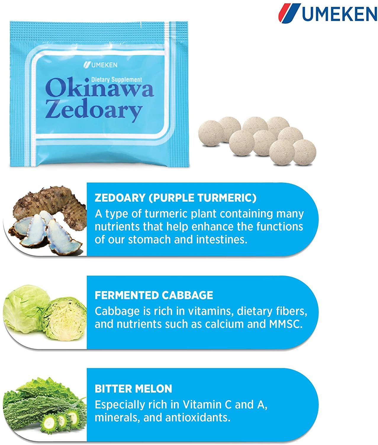 Umeken Okinawa Zedoary Purple and White Turmeric with Fermented Cabbage Extract, 1 Month Supply, 60 Packets, Pack of 4