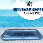 inflatable adult tanning pool i suntan tub – outdoor lounge pool i adult kiddie blow up pool i blowup one person personal pool and float for relaxation and sunbathing l reybed (blue)