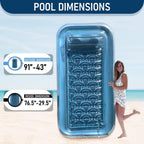 inflatable adult tanning pool i suntan tub – outdoor lounge pool i adult kiddie blow up pool i blowup one person personal pool and float for relaxation and sunbathing l reybed (blue)