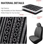 Pariitadin Baja Saddle Blanket Car Seat Covers Front Set with Seat Belt Pads, Washable Breathable Striped Woven Cloth Seat Covers for Cars, Universal Fit Most Cars, Airbag Compatible, Black/White