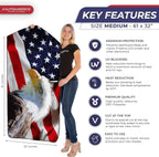 Autoamerics 1-Piece Windshield Sun Shade American Eagle Flag - 2 USA Patriotic  - Foldable Car Front Window Sunshade for Sedans SUV Truck - Blocks Max UV Rays and Keeps Your Vehicle Cool Medium