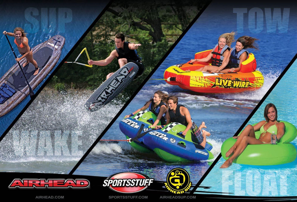 Airhead SPORTSSTUFF Triple Rider Towable Tube w/ 4K Booster Ball Towing System