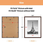 upsimples 16x20 Picture Frame Set of 5, Display Pictures 11x14 with Mat or 16x20 Without Mat, Wall Gallery Poster Frames, Brown