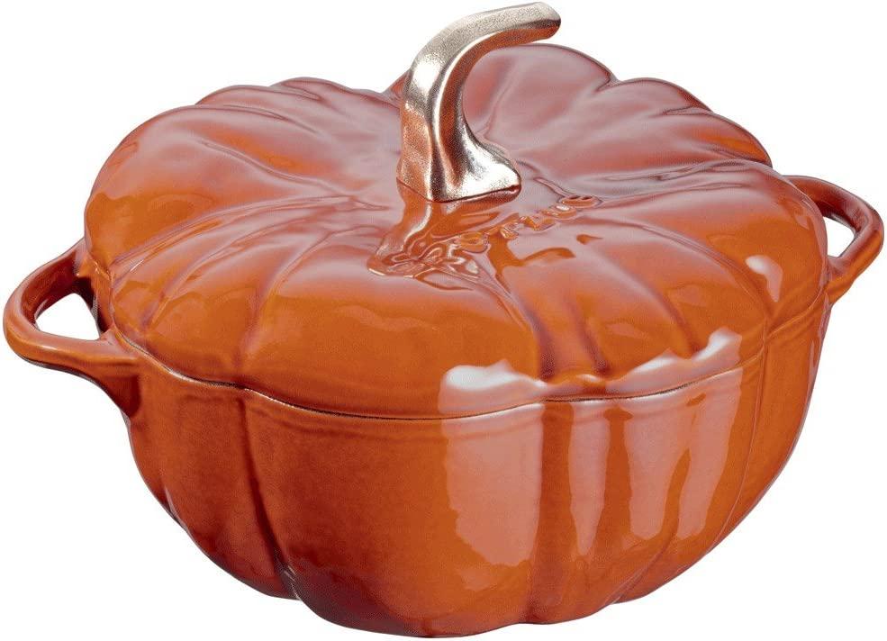STAUB Cast Iron 3.5 Qt Pumpkin Dutch Oven, Cocotte, Burnt Orange, Made in France
