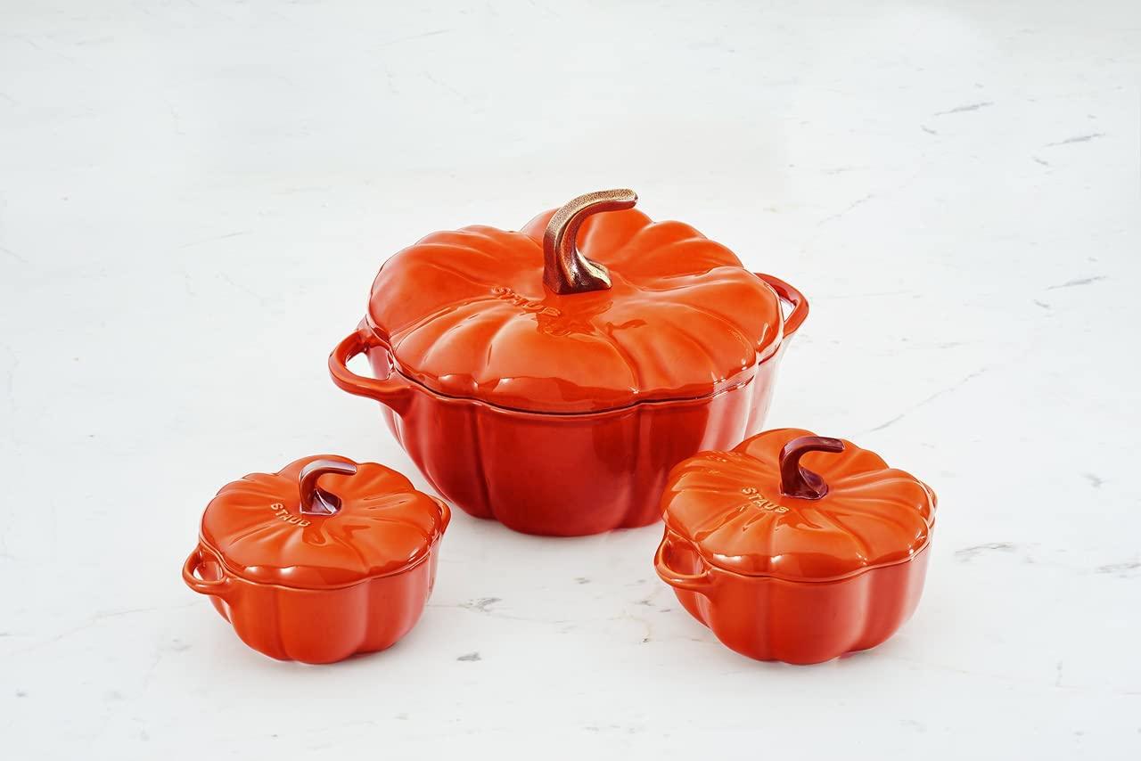 STAUB Cast Iron 3.5 Qt Pumpkin Dutch Oven, Cocotte, Burnt Orange, Made in France