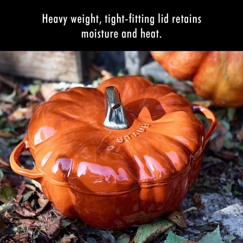 STAUB Cast Iron 3.5 Qt Pumpkin Dutch Oven, Cocotte, Burnt Orange, Made in France