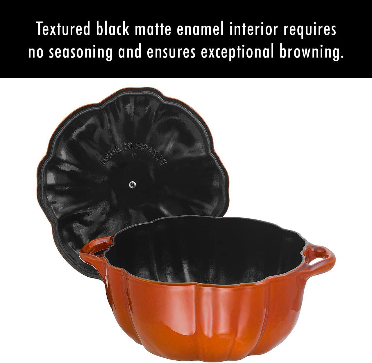 STAUB Cast Iron 3.5 Qt Pumpkin Dutch Oven, Cocotte, Burnt Orange, Made in France