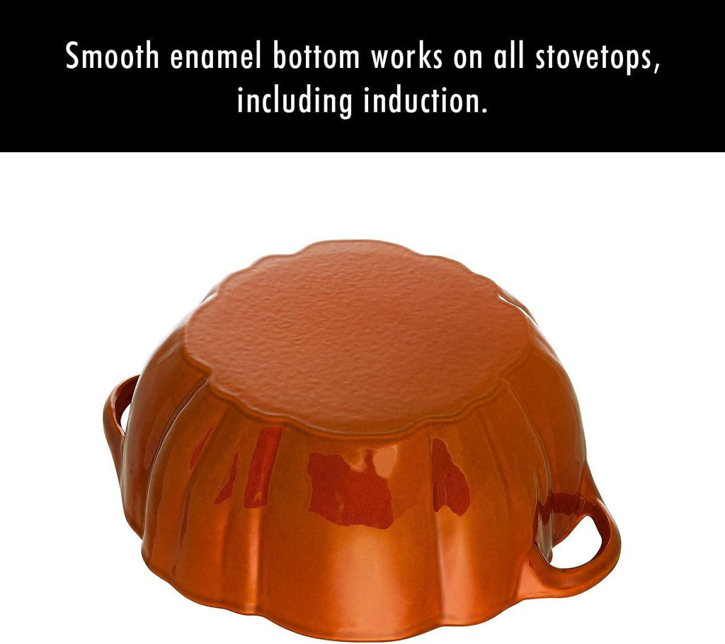 STAUB Cast Iron 3.5 Qt Pumpkin Dutch Oven, Cocotte, Burnt Orange, Made in France