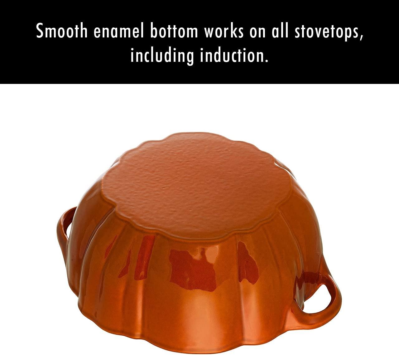 STAUB Cast Iron 3.5 Qt Pumpkin Dutch Oven, Cocotte, Burnt Orange, Made in France