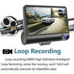 3 Lens Dash Camera, 4'' Touch IPS Screen Car Video Recorder, 1080P +720P+720P