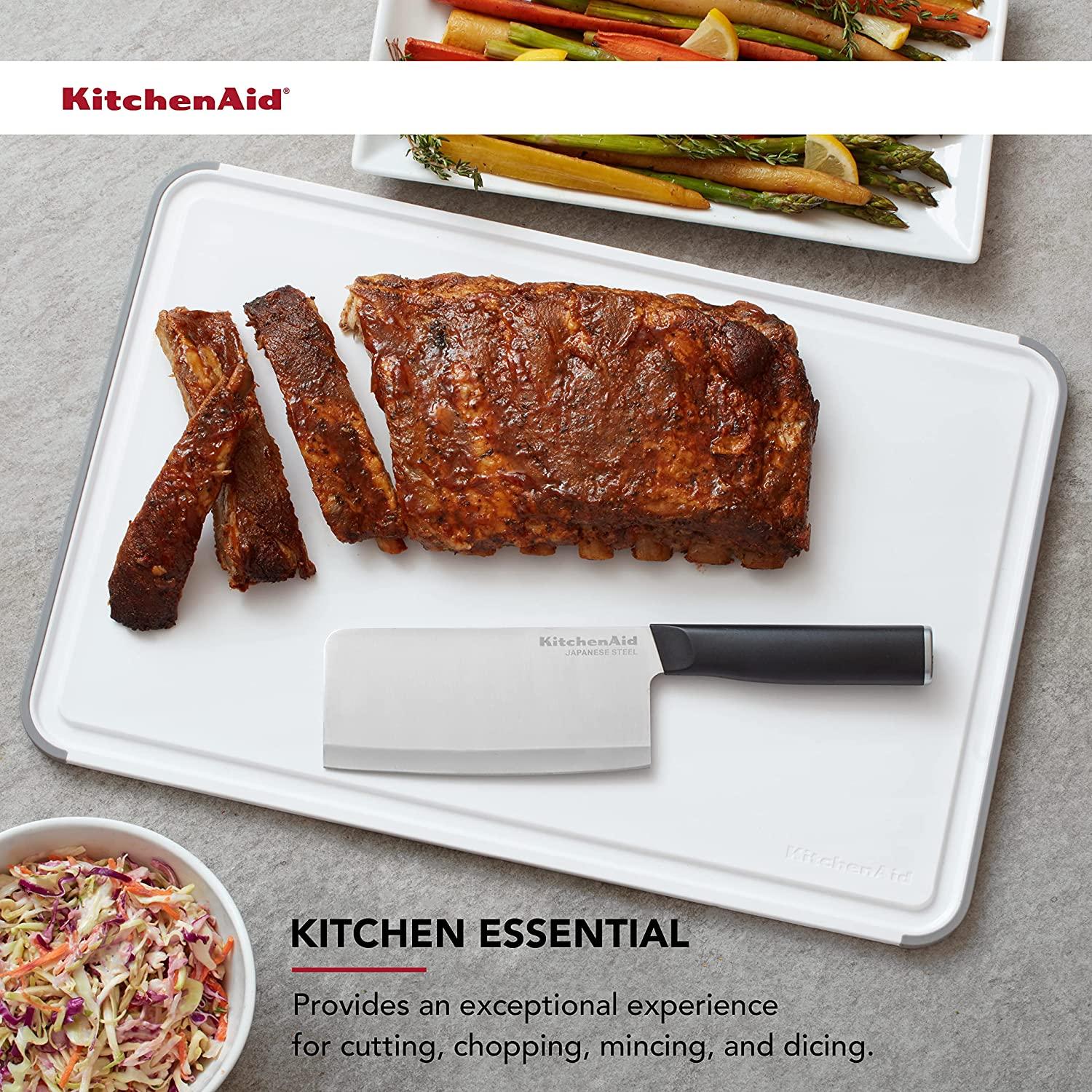 KitchenAid Classic Nonslip Plastic Cutting Board, 12x18-Inch, White