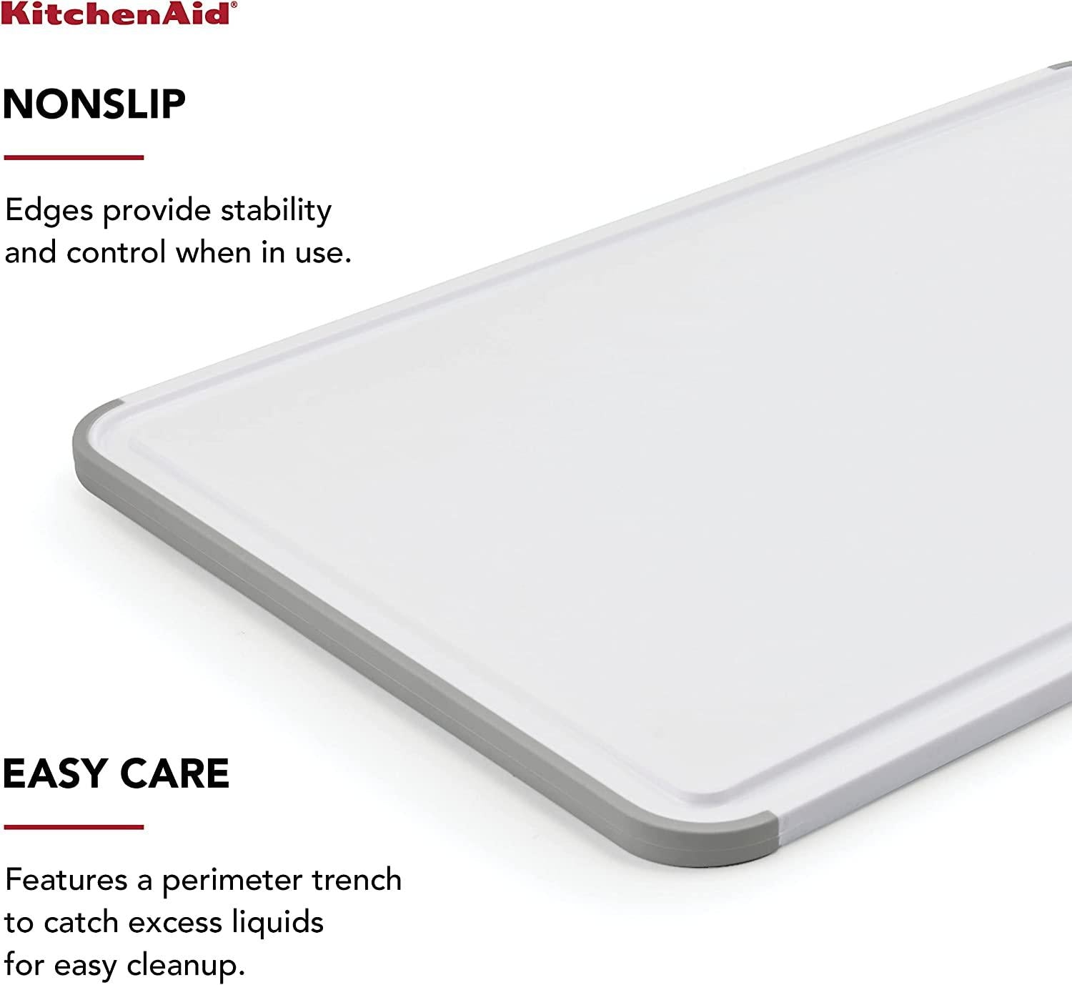KitchenAid Classic Nonslip Plastic Cutting Board, 12x18-Inch, White