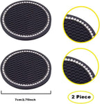 2PCS Car Cup Holders Coasters Mickey Mouse,Black Silicone Anti-Slip Car Coasters Car Interior Accessories -Universal Size, Black