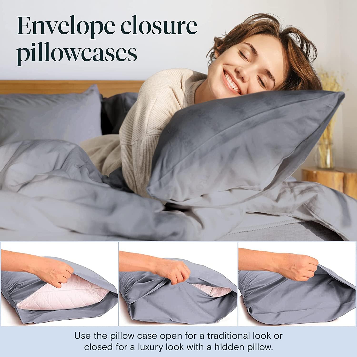 LuxClub 4 PC Extra Deep Pocket Sheets &amp; Pillowcases Set - Hotel Bedding Silky Soft Eco Friendly Wrinkle Free Ultra Soft Cooling Bed Sheet Set deep Pocket up to 21" (TwinXL, Light Grey)