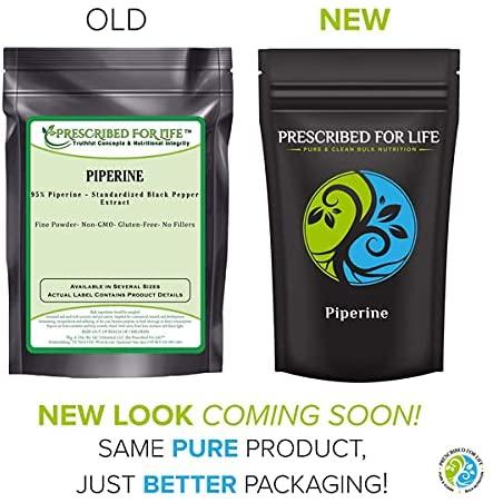 Prescribed for Life Piperine Powder | 95% Black Pepper Extract Powder | Boosts Nutrient Absorption | Gluten Free, Vegan, Non GMO | Natural Antioxidant (12 oz / 340 g)