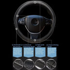 Car Steering Wheel Cover, Anti-Slip, Safety, Soft, Breathable, Heavy Duty, Thick, Full Surround, Sports Style (Black with White Line)