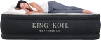 King Koil Luxury Air Mattress Queen with Built-in Pump for Home, 20” Queen Size Inflatable Airbed Luxury Double High Adjustable Blow Up Mattress, Durable - Portable and Waterproof, Black