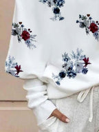 Fashion Flower Print Round Neck Long Sleeve Casual Sweatshirt