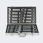 YUQIYU Fixed Double Head Ratchet Wrench 6-32/8-19mm 72 Gear Combination Spanner Set 12/22pcs set Universal Wrench Kit with Aluminum Box (Color : 22PCS)