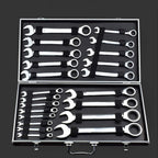 YUQIYU Fixed Double Head Ratchet Wrench 6-32/8-19mm 72 Gear Combination Spanner Set 12/22pcs set Universal Wrench Kit with Aluminum Box (Color : 22PCS)