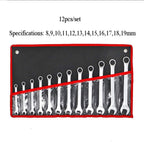 YUQIYU Fixed Double Head Ratchet Wrench 6-32/8-19mm 72 Gear Combination Spanner Set 12/22pcs set Universal Wrench Kit with Aluminum Box (Color : 22PCS)