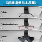 SyeiouC Sunglass Holder for Car, Premium Sunglass Clip for Car Visor, Magnetic Leather Car Sunglass Holder and Ticket Card Clip, Suitable for Different Size Eyeglasses