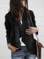 Lapel Solid Color Deerskin Casual Jacket