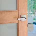 PrestiSpyglass Satin Nickel Keyed Universal Entry Door Lever Featuring SmartKey Security