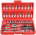 Peixiang Sturdy Repair Wrench 46Pcs 1/4inch Car Repair Socket Tools Set Spanner Ratchet Wrench Kit Hand Tools Safety