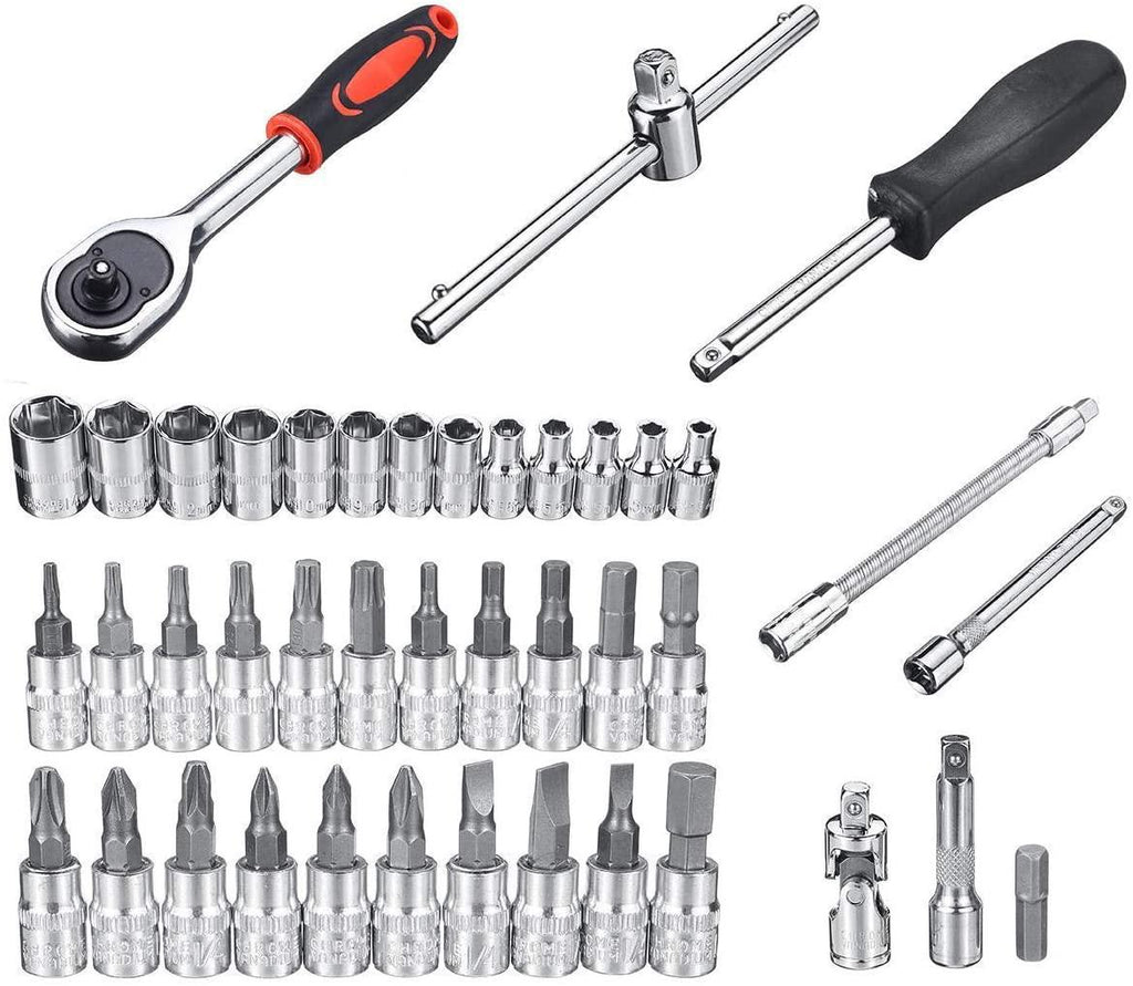 Peixiang Sturdy Repair Wrench 46Pcs 1/4inch Car Repair Socket Tools Set Spanner Ratchet Wrench Kit Hand Tools Safety