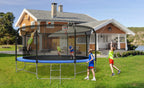 14 FT Trampoline with Basketball Hoop, Safety Enclosure Net, 800LBS Capacity 5-6 Kids, Waterproof Mat and Ladder, Outdoor Backyard Trampolines, Basketball Trampoline for Kids/Adults