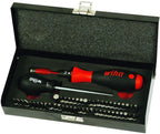 Wiha 28595 Torque Screwdriver and Bits Box Set 10-50 in-lbs., 53 Pieces