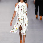 Fashion Floral Print Off Shoulder Midi Dress Women