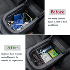 JDMCAR Center Console Tray Organizer Compatible with Toyota RAV4 Accessories 2023 2023 2023 2023 2023 and 2021-2023 RAV4 Prime, Armrest Insert Container ABS Material Secondary Storage Box-Red