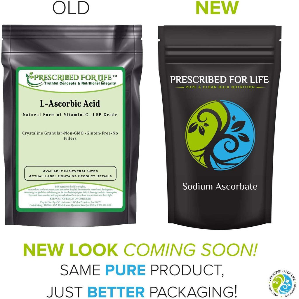 Prescribed for Life Ascorbic Acid (L) - Pure USP Grade Vitamin C - Crystalline Powder 40-80 Mesh, 25 kg