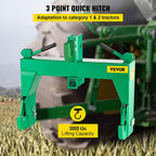 3-Point  Hitch, 3000 LBS Lifting Capacity Tractor  Hitch, 27.5" Between Lower Arms Attachments  Hitch, No Welding & 5 Level Adjustable Bolt, Adaptation to Category 1 & 2 Tractors
