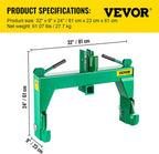 3-Point  Hitch, 3000 LBS Lifting Capacity Tractor  Hitch, 27.5" Between Lower Arms Attachments  Hitch, No Welding & 5 Level Adjustable Bolt, Adaptation to Category 1 & 2 Tractors