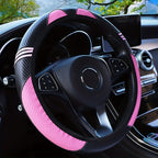 PU Leather Carbon Fiber Cute Cartoon Fashion Car Steering Wheel Cover, Fit Size 37-38CM/14.57-14.96 Inch, Car Accessories (No Inner Ring)