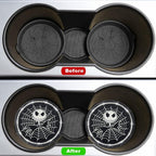 2PCS Nightmare Before Christmas Jack Skellington Car Cup Holders Coasters,Black Silicone Anti-Slip Car Coasters,2.75 Inch