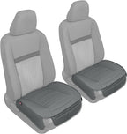 Motor Trend Seat Covers for Cars Trucks SUV, Faux Leather 2-Pack Gray Padded Car Seat Covers with Storage Pockets, Premium Interior Seat Cover