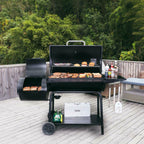 Charcoal Grill Barrel BBQ Smoker Combo Heavy Duty Steel Outdoor Party 1189 sq in