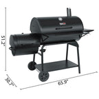 Charcoal Grill Barrel BBQ Smoker Combo Heavy Duty Steel Outdoor Party 1189 sq in