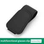 Car Visor Sunglass Holder, Magnetic PU Leather Glasses Eyeglass Hanger Clip For Car Sunglasses Holder And Ticket Card Clip For Car Visor Accessories