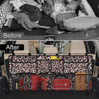 Car Trunk Organizer,Large Capacity Backseat Trunk Organizer(42"*18"),Collapsible Car Storage Bag with 8 Pocekt,Car Organizer for SUV/MPV/Truck - Leopard print