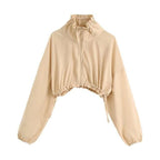 drawstrings fashionable cropped female jacket