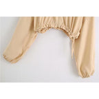 drawstrings fashionable cropped female jacket