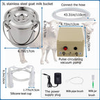 Goat MilMachine 3L, Automatic Pulsation Vacuum Pump Milker, Portable Pulse Electric Milker with Vacuum Pump & Portable  Bucket for Goats（US Plug） (3L Goat)